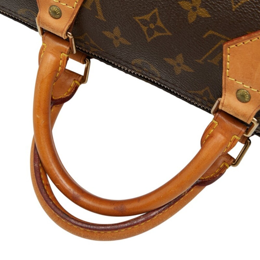 LOUIS VUITTON Authentic Brown Monogram Leather Speedy 35 Boston Bag - Picture 9 of 12